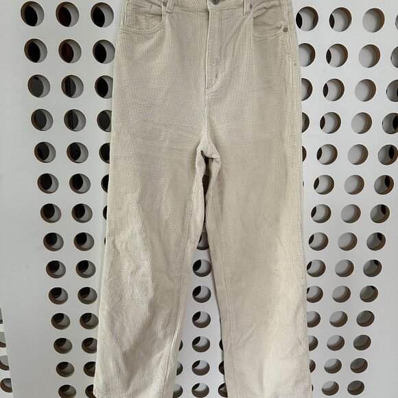 Cream Corduroy Wide Leg Pants (ABRAND - A '94 HIGH & WIDE REAL LOVE CORD IN REAL - Picture 3 of 5